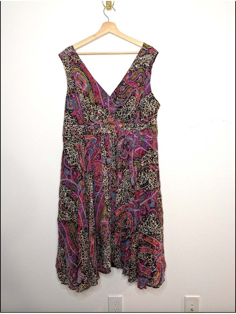 100% Silk Vintage Patterned Midi Dress